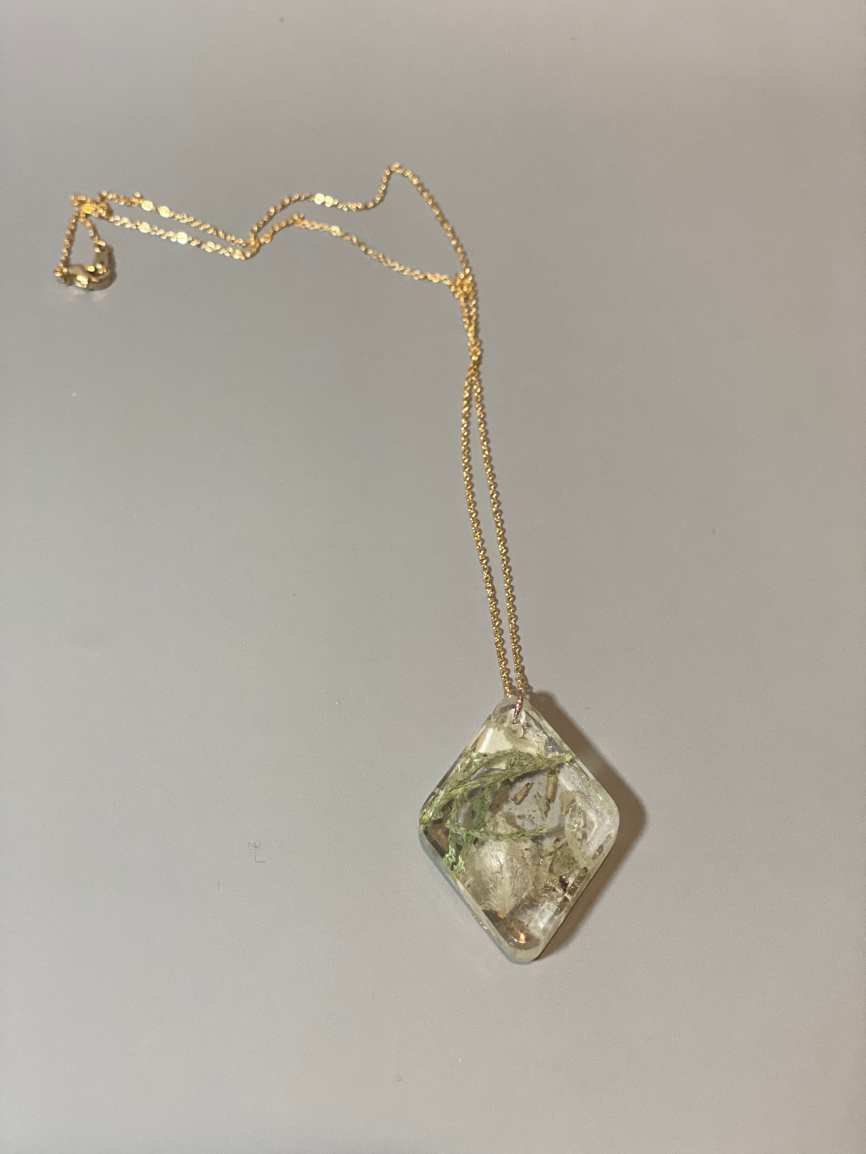 Diamond Botanical Resin Necklace